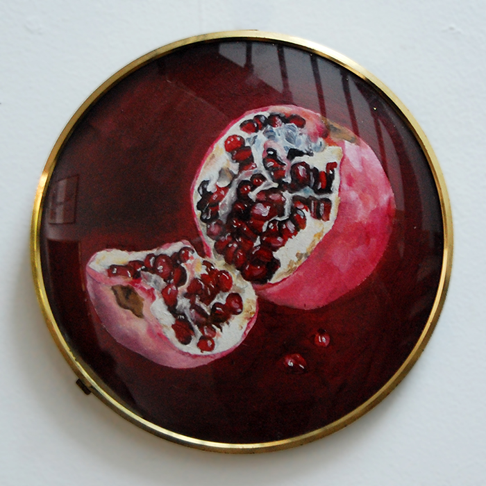 Ex-voto grenade symbole union concorde peinture à l'huile fruit
