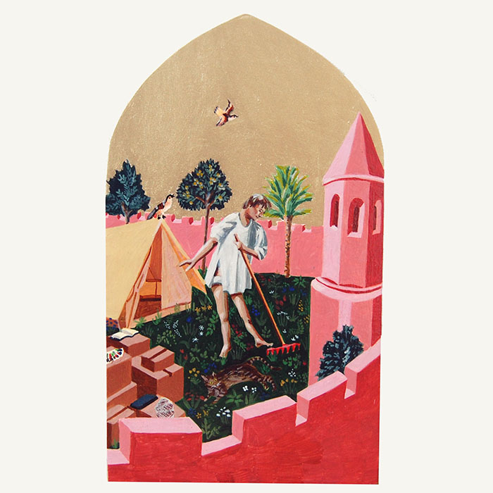 Ex-voto icône tempéra peinture à l'oeuf jardinage hORTUS cONCLUSUS REMERCIER UNE AMIE POUR SON ANNIVERSAIRE