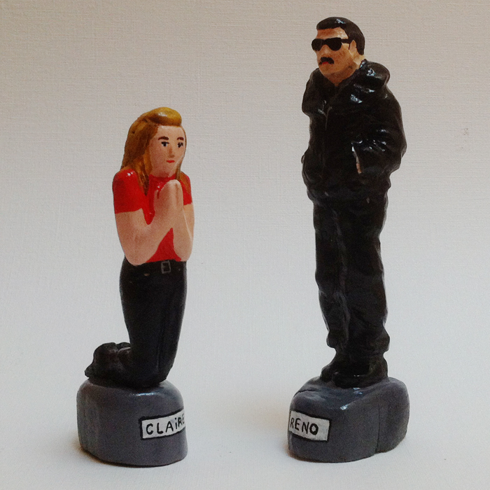 Ex-voto statuettes représentant des personnages en bois de cèdre peint sculptées Santos Malandros Venezuela cadeau pour remercier quelqu'un