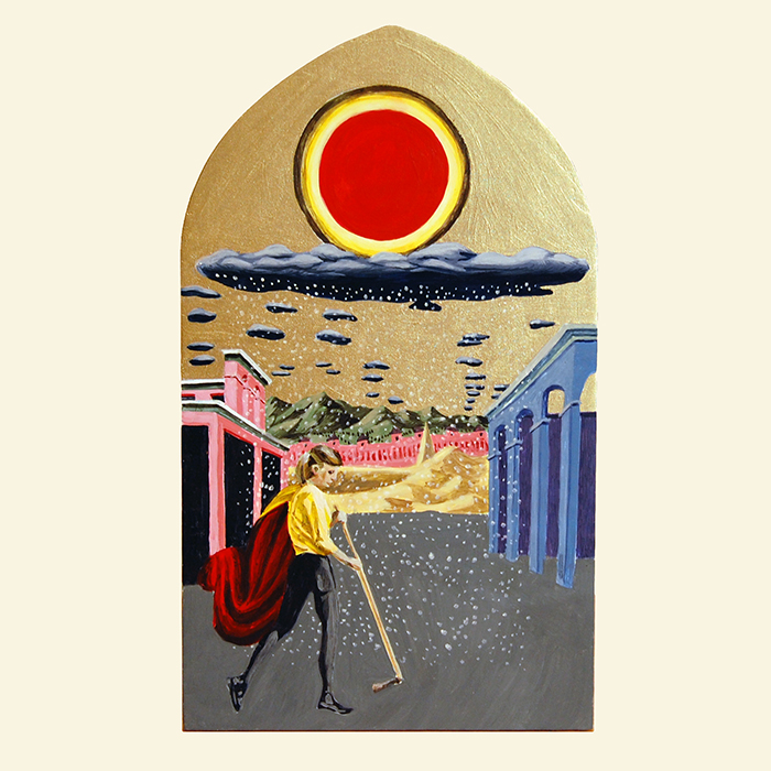 Ex-voto peinture à l'oeuf sur bois d'après le miracle de la neige de Masolino da Panicale neige tombe en été révéler secret