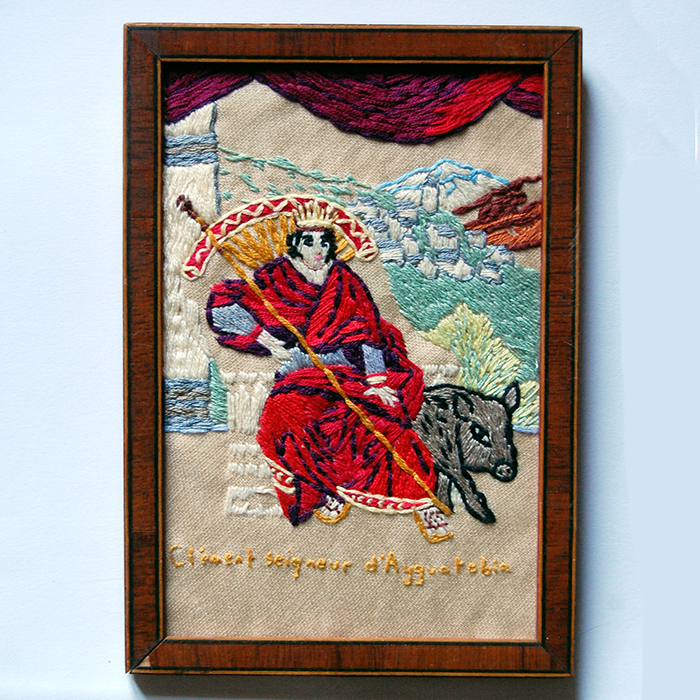 Ex-voto broderie hommage montagne sanglier