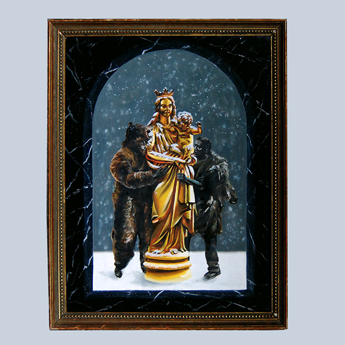 Ex-voto Notre dame de la garde Marseille fête de l'Ours  pyrénnées Prats de Mollo St Laurent peinture huile neige marbre noir de belgique